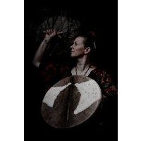 Schamanentrommel Ziege Fell Baum 50cm