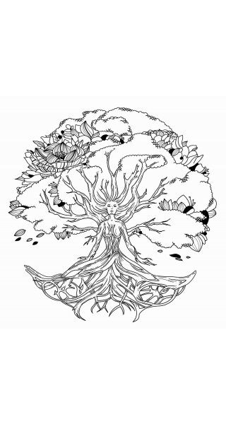 Shaman drum Lady of the Wood - goat 40cm