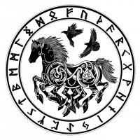 Shaman drum Sleipnir runes - goat 40cm