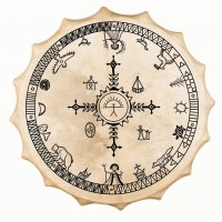 Schamanentrommel Siberian Saami style - Ziege 58cm
